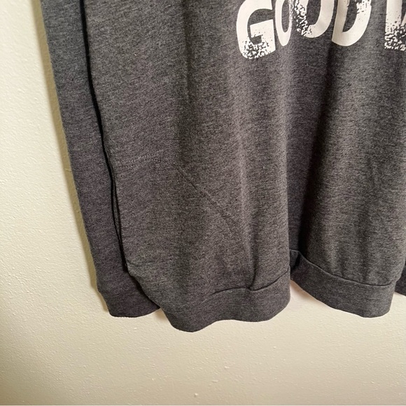 Crewneck Sweatshirt Gray Orange Rainbow Good Vibes M - Picture 7 of 12